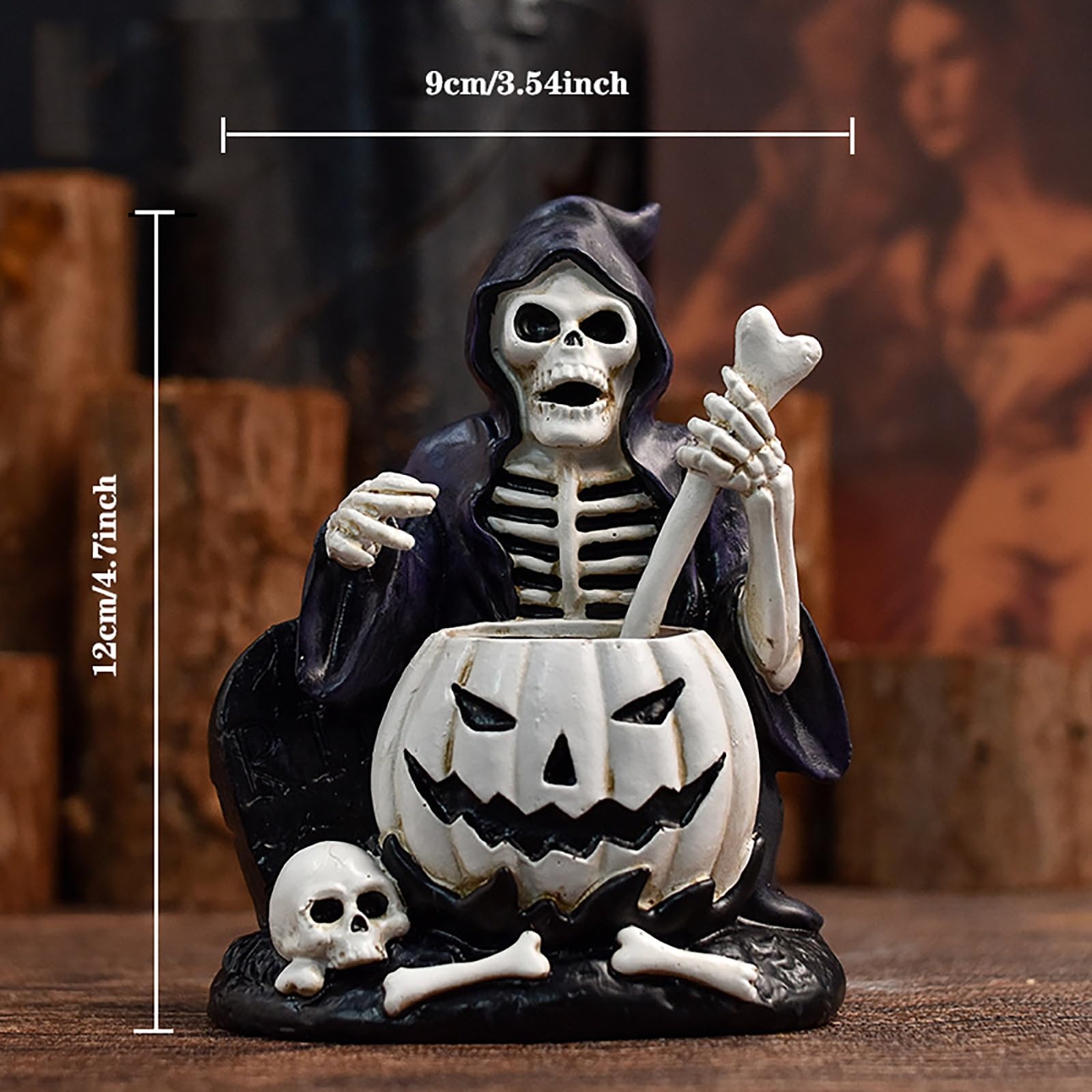 Amazon.co.jp: ハロウィン死神像、カボチャの大釜付き不気味な